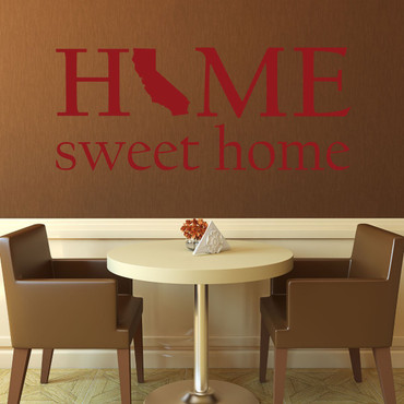 Home Sweet Home State of California Silhouette Vinyl Wall Art Decal For Living Dining, Family Room, or Entryway Decor