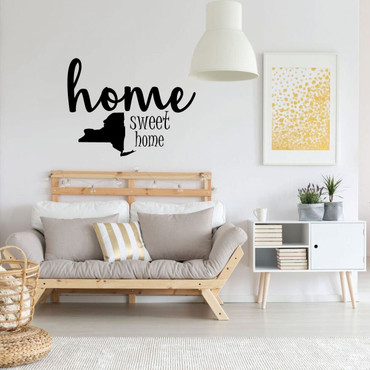 Home Sweet Home State of New York Vinyl Wall Art Decal For Living Dining, Family Room, or Entryway Decor