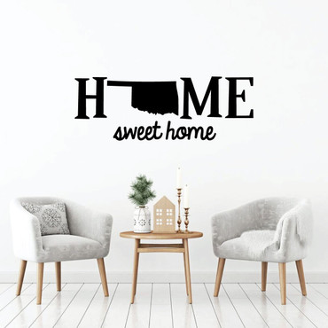 Home Sweet Home State of Oklahoma Vinyl Wall Art Decal For Living Dining, Family Room, or Entryway Decor