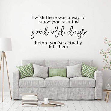 Home Vinyl D'cor ' 'Good Old Days' ' Decoration for Bedroom, Living Room Entryway and Hallways ' Available in Small and Large Sizes and 25 Different Bright Colors