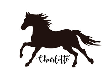 Horse Wall Decal | Personalized Vinyl Decor for Girl's Bedroom, Cabin, Ranch, Equestrian Center Decoration | Custom Name, Color, Size | Black, White, Gold, Pink, Purple, Blue, 25 Colors | Small, Large