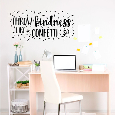 Inspirational Wall Decal - Throw Kindness Like Confetti - Motivational Vinyl Sticker Art for Home Decor, Bedroom, Dorm or Homeschool Decoration