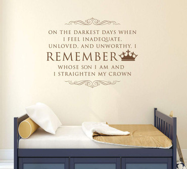 King's Crown Wall Decal 'On The Darkest Days I Remember' Vinyl Home Wall Decor