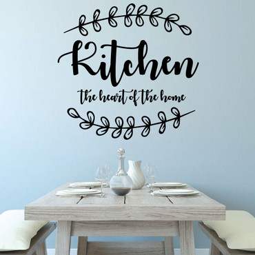 Kitchen Wall Decal - Kitchen The Heart Of The Home - Farmhouse Vinyl Sticker Decoration for Home or Dining Room Decor
