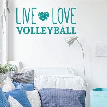 Live Love Volleyball Vinyl Wall Decal ' Volleyball Quote Wall Sticker for Girls Bedroom, Teen Room, Gym or Sports Decor ' Removable Wall Art