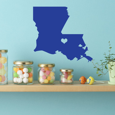 Louisiana State Silhouette Vinyl Wall Decal with Heart on Baton Rouge - Kitchen, Living Room, or Bedroom Decoration
