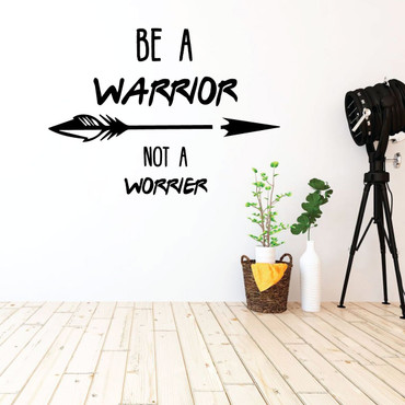 Motivational Wall Decal - Be A Warrior Nor A Worrier - Inspirational Vinyl Quotes for Bedroom Decor, Living Room, Dorm or Home Decoration