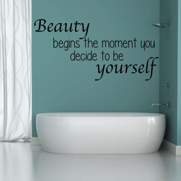 Motivational Wall Decal - Beauty Begins The Moment - Inspirational Vinyl Decorations for Home, Bedroom or Living Room Decor