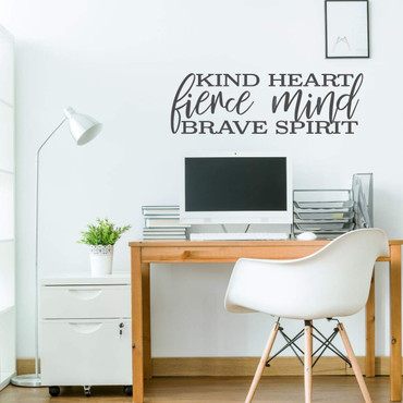 Motivational Wall Decal - Kind Heart Fierce Mind Brave Spirit - Vinyl Decor Lettering for Work Space, Office, School Classroom, Living Room, Bedroom, Playroom Decoration