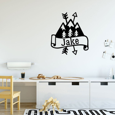 Mountain Wall Decal - Personalized Vinyl Decoration For Boy's Bedroom, Playroom Or Study Area