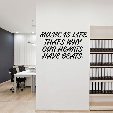 Music Quote Wall Decal - Music is Life - Musician Gifts For Bedroom, Playroom or Studio Room Decoration
