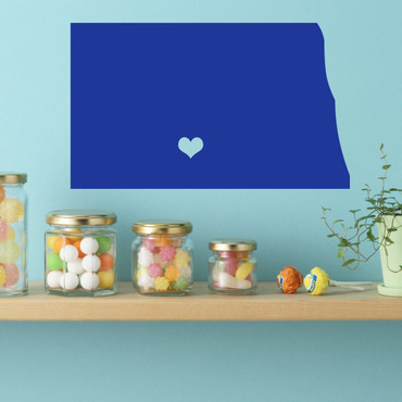 North Dakota State Vinyl Wall Decal - Heart on Bismarck Capitol City