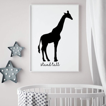 Nursery Wall Decal - Giraffe Decoration - Stand Tall - Vinyl Decor for Children's Bedroom or Playroom