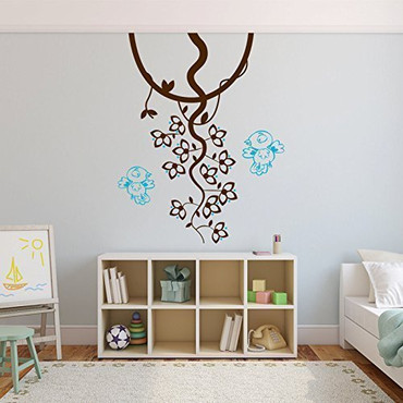 Nursery Wall Decals, Tree Vine and Flying Birds Vinyl Stickers for Children's Bedroom Decor