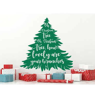 Oh Christmas Tree Wall Decal - Holiday Vinyl Decor for Living Room, Entry, Family Room, or Office - Removable Stickers - Custom Sizes and Colors Fit Any Themed Living Space