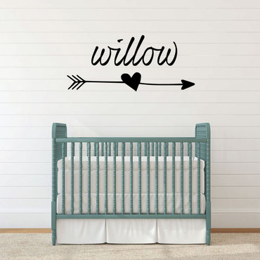 Personalized Nursery Wall Decal - Heart With Arrow - Vinyl Decor for Baby's Room, Bedroom or Play Room