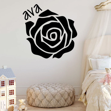 Personalized Rose Wall Decal - Vinyl Sticker Decor for Girl's Bedroom, Playroom or Nursery Decoration