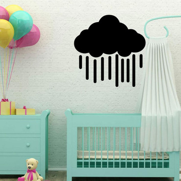 Raining Cloud Silhouette Wall Decal - Vinyl Decor for Baby's Room, Bedroom, Nursery, or Play Room