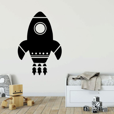 Rocket ShipWall Decal - Space Theme Room Vinyl Art Decoration For Boy's Bedroom or Playroom Decor