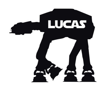 Room Wall Decor - at at with Personalized Name Vinyl Decal Stickers for Boys Game Room, Bedroom, Playroom or Dorm - Custom Sizes and Colors Match The Theme of Any Living Space