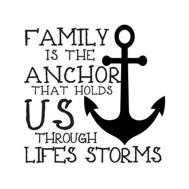 Room Wall Decor - Family is The Anchor in The Storm Quotes Nautical Vinyl Decal Stickers for Home Living Room, Kitchen or Entryway - Custom Sizes and Colors Match The Theme of Any Living Space