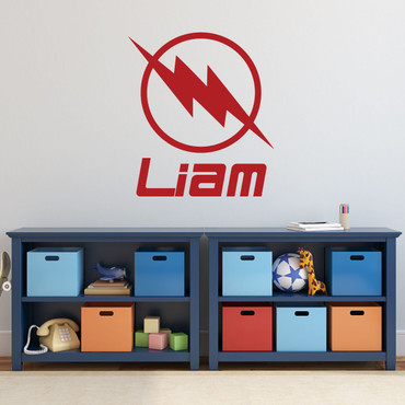 Room Wall Decor - Flash Lightning with Personalized Name Vinyl Decal Stickers for Home in Boys Bedroom, Playroom or Laptop - Custom Sizes and Colors Match The Theme of Any Living Space