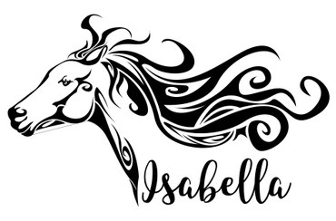 Room Wall Decor - Horse Head w/Customized Name Rustic Vinyl Decal Stickers for Home in Teen n Kids, Girls n Boys Bedroom, Bathroom or Playroom - Custom Sizes and Colors Match Any Themed Living Space