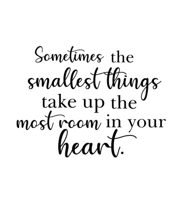 Room Wall Decor - Inspirational Quote- Sometimes the Smallest Things Take Up the Most Room in Your Heart - Vinyl Decal Stickers for Home in Girls, Boys Bedroom, Playroom, or Nursery - Custom Sizes and Colors Match Any Themed Living Space