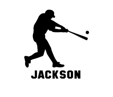 Room Wall Decor - Personalized Name Baseball Batter Vinyl Decal Wall Sticker for Boys Bedroom, Playroom, Locker Room or Dorn - Custom Sizes and Colors Match The Theme of Any Living Space
