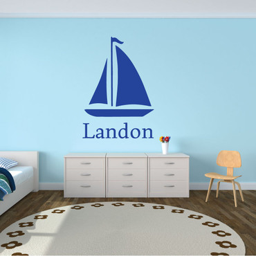 Sailboat Wall Decal Vinyl Sticker with Custom Name