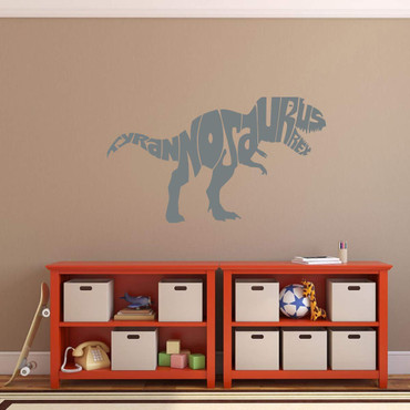 T Rex Wall Decal | Dinosaur Themed Vinyl Home Decor Sticker for Boys Bedroom | Small, Large Sizes | Black, Brown, Green