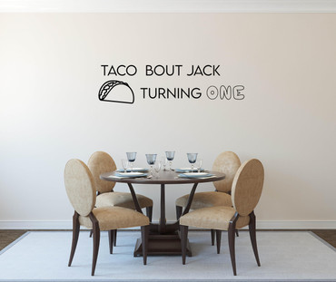 Taco bout turning one birthday with name option Vinyl Wall Sticker Personalized Taco birthday party decor