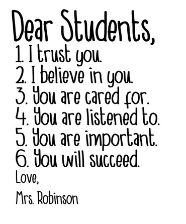 Teacher Classroom Wall Decor - "Dear Students" Inspirational Quotes with Personalized Name Vinyl Decal Stickers for School/Homeschool - Custom Sizes and Colors Match The Theme of Any Living Space