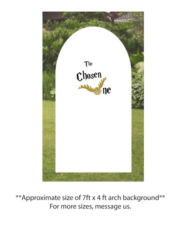 The Chosen One wizard birthday party vinyl decal - main design in black