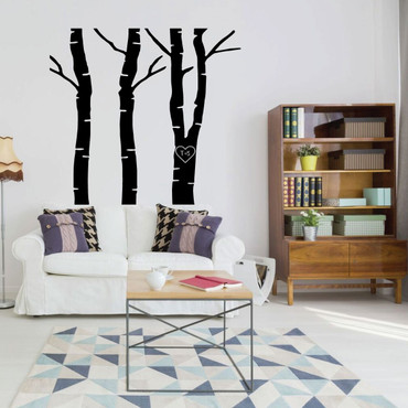 Tree Wall Decals with Carved Heart and Initials Design - Romantic Couple's Vinyl Decorations for the Bathroom, Playroom, or Living Room