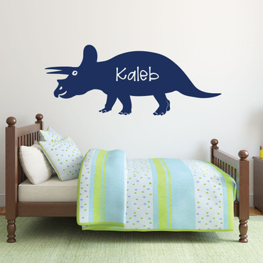 Triceratops Dinosaur Vinyl Decal for Boy's or Girl's Bedroom - Children's Playroom, Preschool, School Classroom Decor - Available in Bright Blue, Red, Yellow, Green, Other Colors