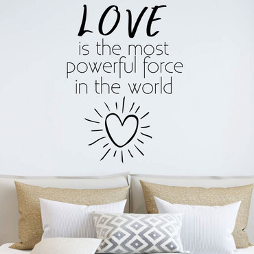 Vinyl Sticker Inspirational Wall Decal - Love The Most Powerful Force In The World - Bedroom Decor, Home, Living Room or Family Room Decoration