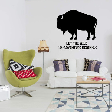 Wild West Decor | Bison Vinyl Silhouette for Birthday Party Decoration, Child's Bedroom, Yellowstone Cabin, Lodge | Black, White, Red, Brown, Charcoal Gray, Other Colors