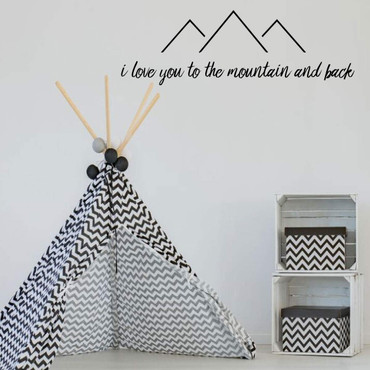 'I Love You' Wall Decal for Children's Bedroom, Playroom or Baby Nursery ' Simple Mountain Silhouette