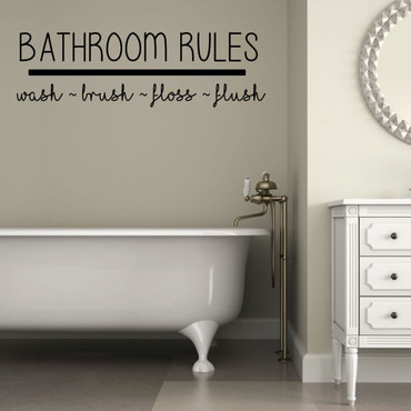 Bath Wall Decal for Bathroom Decor - Bathroom Rules - Removable Vinyl Sticker for Home Decoration