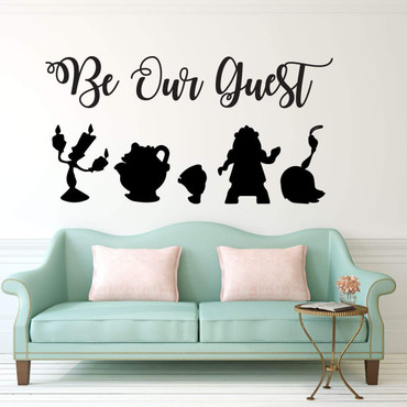 Be Our Guest Wall Decal - Beauty and the Beast - Lumiere, Mrs Potts, Chip, Cogsworth And Featherduster