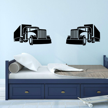 Boy's Wall Decal - Trailer Truck - Vinyl Art Decor For Children's Bedroom or Playroom Decoration