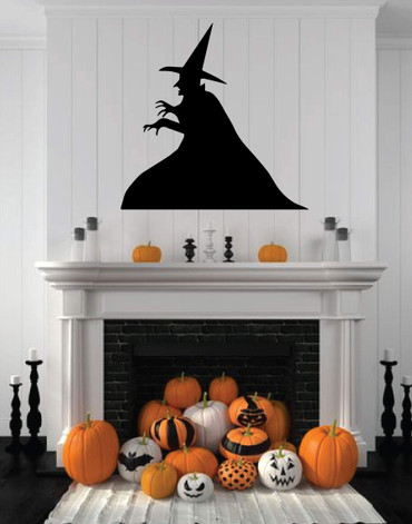 Halloween Decal - Haunted House - Halloween Decoration -Witch Silhouette Wall Decal - Fall Vinyl Decor for The Home, Office Or Classroom - Use Indoor or on Outdoor Windows