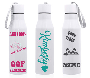 Personalized Name and Fun Vinyl Sticker Decals for Water Bottles or Laptops