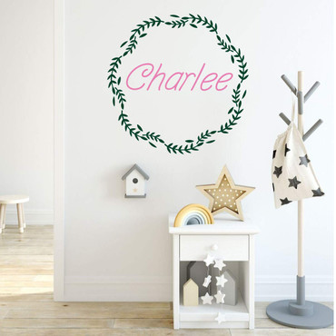 Personalized Name in Leafy Wreath