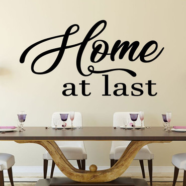 Dining Room Wall Decal - Home At Last - Farmhouse Vinyl Sticker Decoration for Home, Living Room or Kitchen Decor