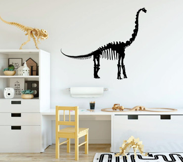 Dinosaur Wall Decals - Long Neck Bones - Personalized Brontosaurus Vinyl Wall Decoration For Children's Room Playroom, Preschool or Classroom Decor