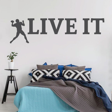 Football Wall Decal - Live It - Vinyl Art Sticker for Boy's Bedroom Decor, Playroom or Game Room Decoration