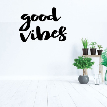 Good Vibes Wall Decal - Inspirational Vinyl Quotes For Bedroom Decor, Living Room, Dorm or Home Decoration