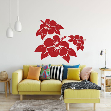 Hibiscus Flower Decals - Vinyl Wall or Window Designs - Available in Large Sizes & Black, White, Pink 25 Bright Colors